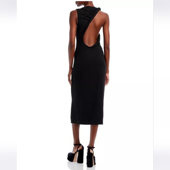 NWT Versace Twist Coutout Midi Dress In Black Size 40